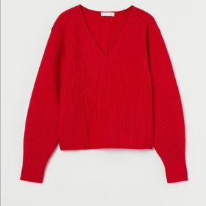 H & M Red V - Neck Sweater